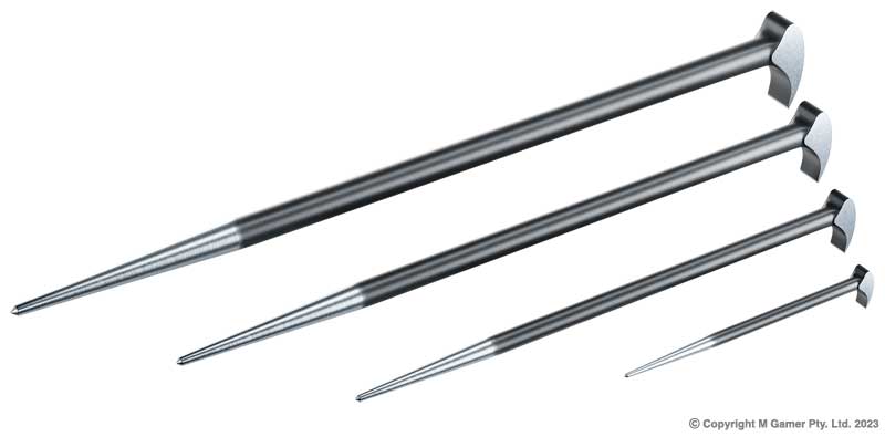 Roll Head Pry Bar Set of 4